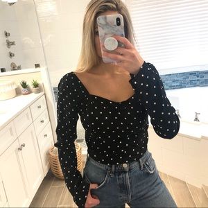 Wild Fable // Black Polka Dot Crop Top